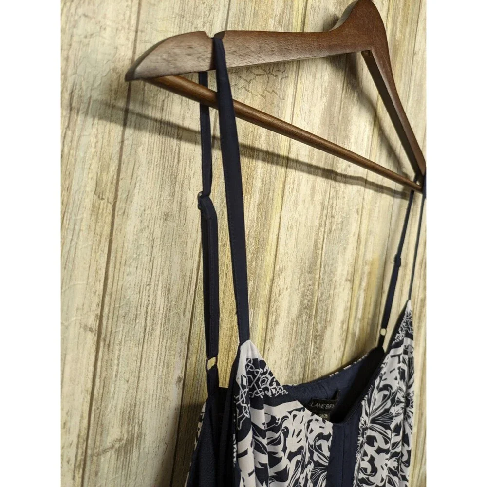 Lane Bryant Navy Blue White Handkerchief Dress Straps Belted Size 26/28 4X - Picture 2 of 9